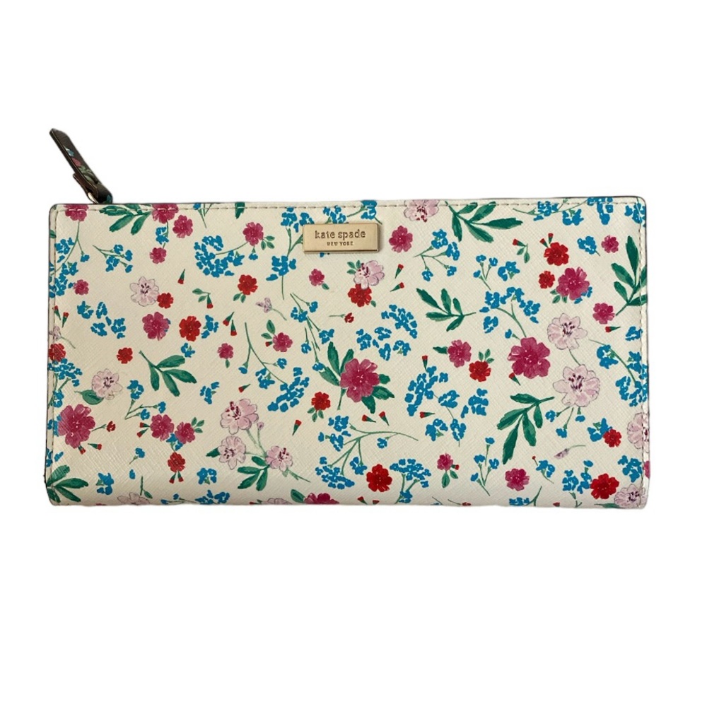 Kate Spade Gardner Street Greenhouse Floral Wallet - Cream Multi-Color Like New